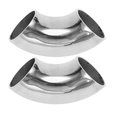 Imagem de Motoforti 2 peças 90 graus mandril curva cotovelo carro modificado tubo de escape tubulação 3.8 cm espessura OD 2mm/14GA 38x100x2.0mm aço inoxidável 304 tom prata