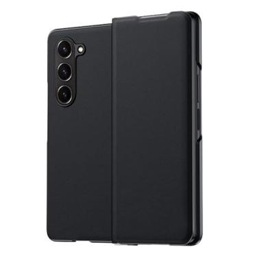 Imagem de HAO RIYLN Capa de couro para Samsung Galaxy Z Fold6, capa flip magnética para celular, proteção para câmera, ultrafina, à prova de choque, anti-arranhões, preta, Z FOLD6