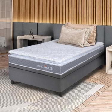 Imagem de Conjunto Box Baú Cinza Durban Cinza Espuma D28 Solteiro 88x188x64 - King House