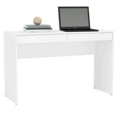 Imagem de Mesa Para Computador Ou Escritório Lindóia Com 2 Gavetas Politorno Branco
