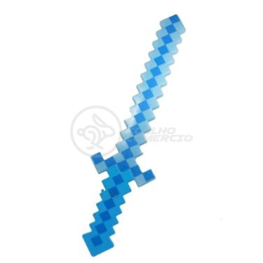 Imagem de Kit Brinquedo Espada Pixel Minecraft 58cm C/Som Luz+3 Pilhas