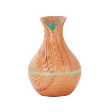 Imagem de Umidificador Difusor Aromático Vaso Madeira Tabaco Usb Led Cone Claro