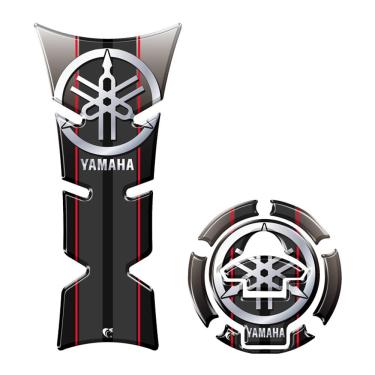 Imagem de Kit Adesivo Protetor Tanque E Bocal Moto Yamaha Lista Vermelha Vermelho