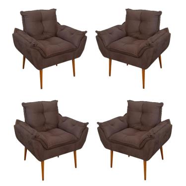 Imagem de Kit 04 Cadeiras Poltronas De Luxo Opala Sala, Quarto Cor:marrom