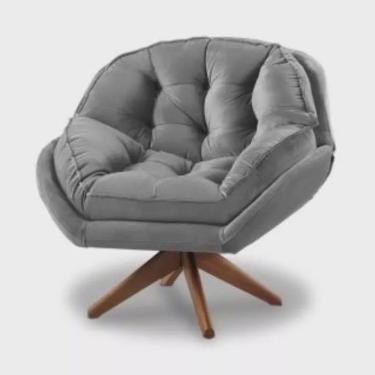 Imagem de Poltrona Decorativa Califórnia Com Base Giratória Veludo - Ssx Multicoisas Cor Cinza