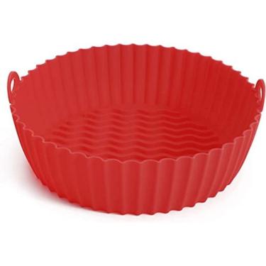 Imagem de Forma Redonda Reutilizável Em Silicone Para Airfryer Kitchen Expert Vermelha
