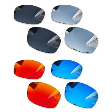 Imagem de Lentes de reposição espelhadas polarizadas premium Combime 8 para óculos de sol Oakley Spike - preto + prata espelhado + espelho azul + espelho vermelho fogo, Preto prateado azulado, One Size