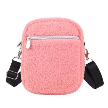 Imagem de COVAX Bolsa tiracolo pequena para mulheres, bolsas de ombro modernas de lã, bolsas transversais para celular com compartimentos para cartão de crédito, Lã rosa, Transversal
