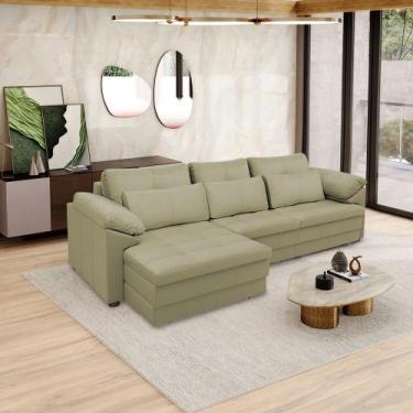 Imagem de Sofá Retrátil Manual Sala de Estar Nolan Bipartido 332cm Conforto Prem