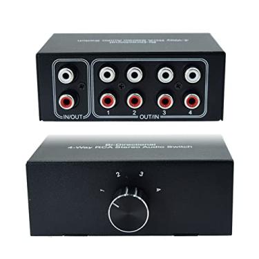 Imagem de Arklove Sem Ruído De Alimentação Externa 4 Vias 1 Entrada/Saída Ou Seletor Som Áudio Rca Fêmea Estéreo Canal Divisor Comutador Caixa Comutação