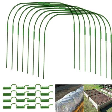 Imagem de SAKOTE 8 Conjuntos De Arcos Estufa Para Canteiros Elevados, Jardim Faça Você Mesmo 35,4" X 31,5", Túnel Cultivo Metal Com Revestimento Plástico À Prova Ferrugem, Kit Cobertura Fileiras Túnel, Estrut