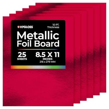Imagem de Hygloss Folhas de cartolina metálicas – 25 folhas vermelhas brilhantes, 21,6 cm x 28 cm – Resistente 10 pt. – Papel de papelão metálico para artesanato, álbuns, pôsteres e decorações
