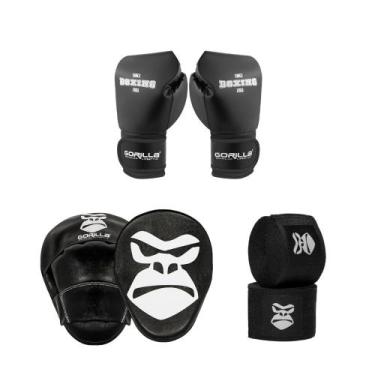 Imagem de Kit Treino Luva 12oz Profissional, Manopla de Foco, Atadura elástica T