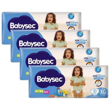 Imagem de KIT 4 Fraldas Descartáveis Infantil Babysec Mega - Todos os Tamanhos, 