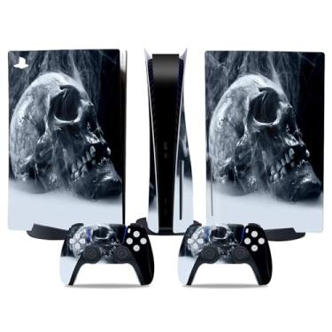 Imagem de Skin Wrap para PS5 Disc Edition, adesivo de vinil para console e controle sem fio (caveira)
