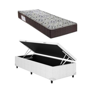 Imagem de Cama Box Baú Solteiro Branco Colchão ISO 150 D45 - Ortobom