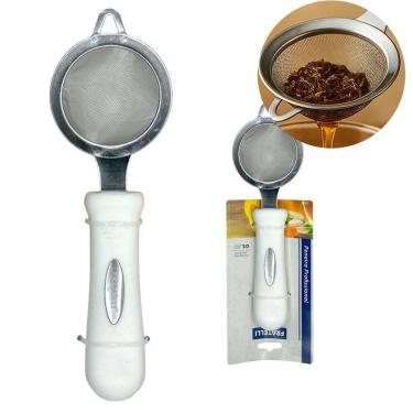 Imagem de Peneiras Em Aço Inox Pequena 6 Cm Polvilhar Escorrer Massas Inox Para Chá Peneira Coador Ervas 