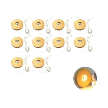 Imagem de Suporte De Lâmpada De Luz Noturna Bola De Cristal Base De Madeira Maci