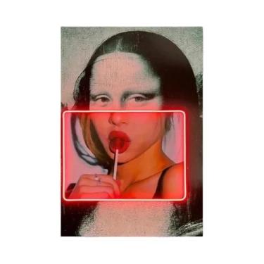 Imagem de Pirulitos Mona Lisa Neon Pop Art Impressão Em Tela Retrato Abstrato Ar