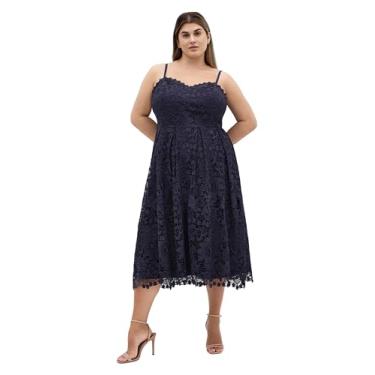 Imagem de City Chic Vestido feminino plus size - bustiê escarlate renda midi, Azul marino, 50