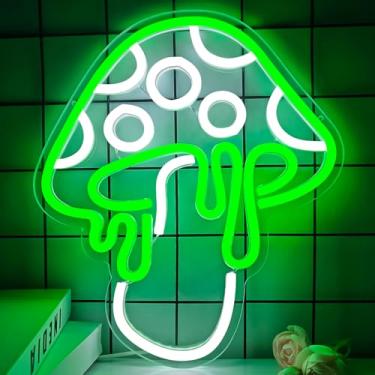 Imagem de Ajoyferris Sinal de Néon de Cogumelo - Luz Led Regulável, Arte de Parede 3D Fofa, Sinais para Decoração de Quarto de Sala de Jogos, Presente de Feriado para Crianças e Meninas.