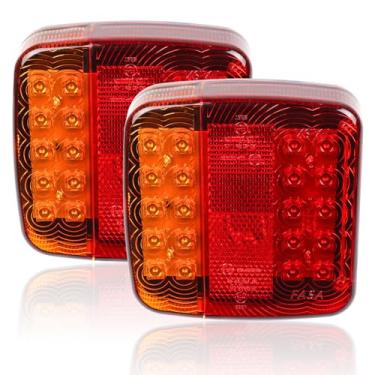 Imagem de Yinaolan 2 peças de luzes traseiras de LED, luz traseira de LED 12 V, à prova d'água, luz de freio de parada, lâmpada indicadora de seta para trailer, van, barco, trailer, caminhão, trator
