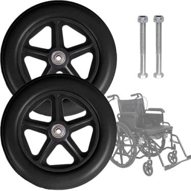 Imagem de 2 Pcs Rodízio De Cadeira De Rodas, Roda De Borracha Antiderrapante, Substituição De Rodas Dianteiras De Cadeira De Rodas, Roda Sólida De 6 Em 7 Em 8 Com Rolamento D, Black, 19cm (8 inch)