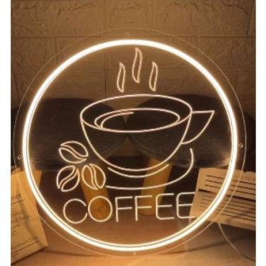 Imagem de Placa luminosa em led café, cofee 30cm - ideal para cantinho do cafe c