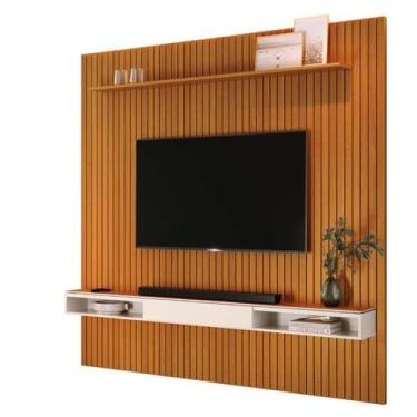 Imagem de Home Suspenso AR Ripado 2.29m Para TV Até 75'' Polegadas Cor Cedro / O