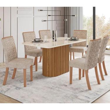 Imagem de Conjunto Mesa de Jantar Solana com Vidro e 6 Cadeiras Esther Henn - Na
