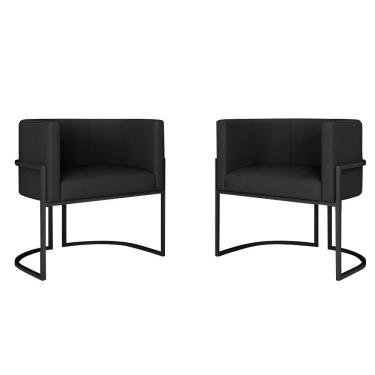 Imagem de Kit 02 Poltronas Decorativas Oregon Preto Fosco/preto - M. Arapongas