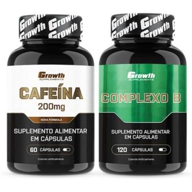 Imagem de Cafeina Pura 200mg 60 Caps + Complexo B 120 Caps Growth