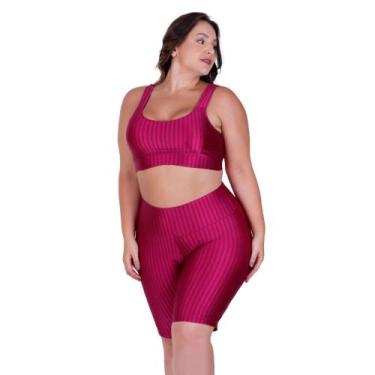 Imagem de Conjunto Fitness Plus Size Top Bojo Removível e Bermuda Cintura Alta 3