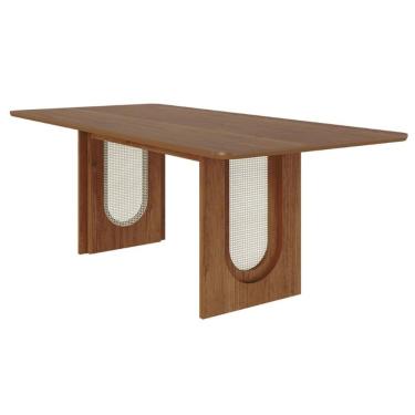 Imagem de Mesa p/ Cozinha Valentina c/ Tampo Madeirado 210x100cm Cinamomo - Cimol