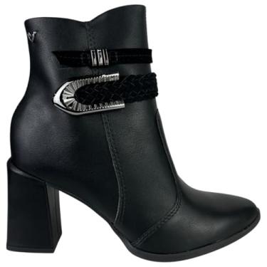 Imagem de Bota Feminina Mississipi Preta Cano Curto Salto Alto (Preto, BR, Adulto, Numérico, 35)