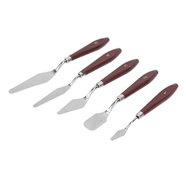 Imagem de Espátula de Silicone, Espátula de Gelo para Bolos, Aço Inoxidável e Alça de Tronco 5 Pcs Espátulas de Cera Espátula para Cobertura de Bolo e Decoração, Com Vários Tamanhos