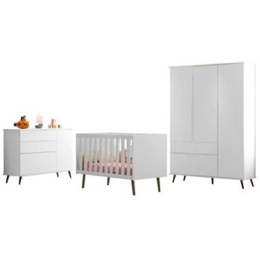 Imagem de Dormitorio Infantil Melinda com Berço Q Encanto MDF Branco Pheonix Bab