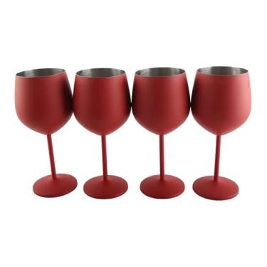 Imagem de Phefop Tiradas de Vinho de Aço Inoxidável de Acabamento Fosco Vermelho, Design de Haste Alta, Ideal para Coquetéis e Champanhe, Embalado Em Uma Atraente Caixa de Presente para Amantes (f)