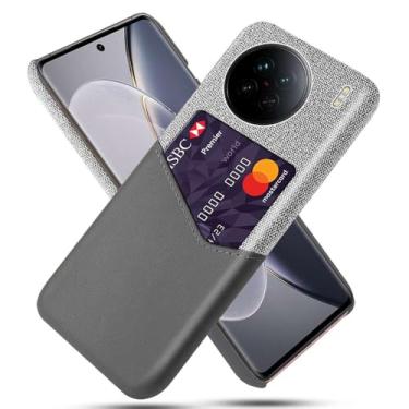 Imagem de Capa para VIVO X90,Anti-deslizamento,Proteção contra quedas de 360°,Resistência à impressão digital,Tela e caso de couro PU com 1 slot de cartão atrás-Gray