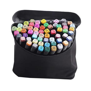 Imagem de Conjunto 80 Canetas Marcadoras Acrílicas Coloridas | Canetas Artísticas para Pintura, Scrapbook, Vidro, Papel, Tela e DIY | Estojo Portátil com Alça