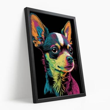 Imagem de Quadro Decorativo Cachorro Chihuahua Colorido Arte Pop Pet Divertido Estilo Criativo Moderno Parede Quarto Com Moldura