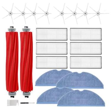 Imagem de HUAYUWA Kit de acessórios para aspirador de pó compatível com Roborock S7 MaxV Ultra/S7max/S7/T7S/T7Splus/G10/G10S/G10Spro/G10Spure (2 escovas principais + 6 filtros + 4 panos de limpeza + 8 escovas