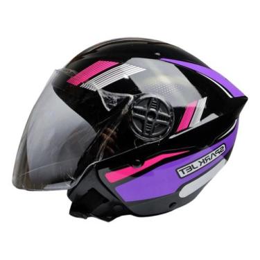 Imagem de Capacete Aberto EBF Spark Jet Sting Brilhante Preto, Preto Brilho/Lila
