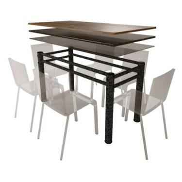 Imagem de Base Retangular Para Mesa Jantar Vidro Pedra Madeira 1,50mx80 - Wrm