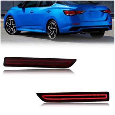 Imagem de KEEGTBOX Luz refletora de para-choque traseiro, luzes traseiras de freio, sequencial, luz de seta para Nissan Sentra 2020-2022 | Nissan Murano 2015-2022 | Nissan Leaf 2018-2022 | Nissan Armada 2019