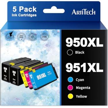 Imagem de ARTITECH Cartucho de tinta de substituição compatível 950XL 951XL para HP OfficeJet Pro 8600 8610 8620 8100 8630 8660 8640 8615 76DW 251DW (2preto, 1ciano, 1magenta, 1amarelo)