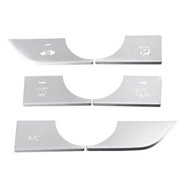 Imagem de A ABSOPRO Painel do carro console central AC Climate Switch botão guarnição para Honda Civic 2022-2023 EX EX-L Touring liga de alumínio tom prata (conjunto de 6)