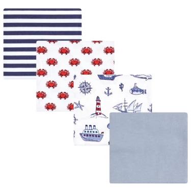 Imagem de Luvable Friends Hudson Baby, flanela, cobertores, 4 unidades, Farol costeiro, 28x28 inches