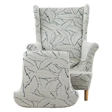 Imagem de Capas de poltrona Wingback, estampadas, lavável, resiliência, 2 peças, capa protetora para sala de estar e quarto (verde)