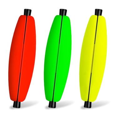 Imagem de Dr.Fish Pacote com 15 boias de pesca com fenda, boia de espuma de charuto, boia de pesca para plataforma, boia de pesca para peixe-gato, robalo, cores mistas, 5 cm